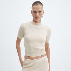 Mango mock neck short sleeve sweater